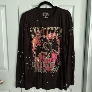 Men’s Led Zepplin Long Sleeve Top XL Black Classic Rock Concert Band Tee